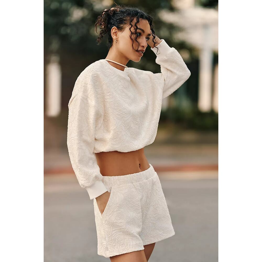 Daily Practice by Anthropologie Textured Bubble Sweatshirt Women's Small Cream